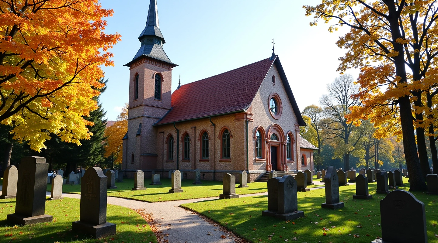 Limbažu Sv. Jāņa baznīca ar garo dārzu un vēsturiskām kapsētām saulainā dienā