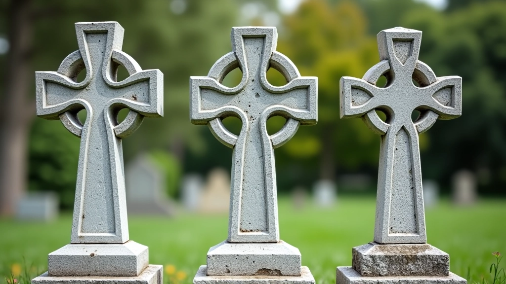 Trīs dažādu viduslaiku krusta formas — grieķu kruss, latīņu kruss un keltas kruss